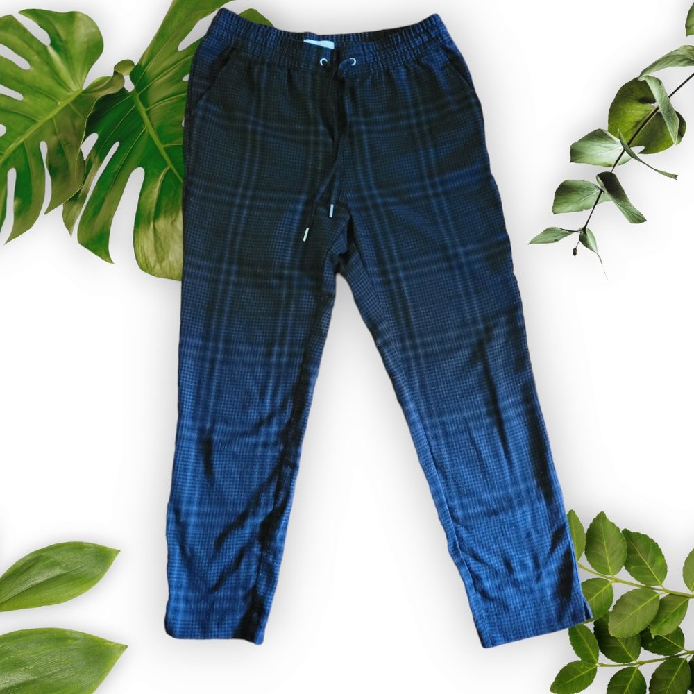 H&M L.O.G.G Plaid Joggers Dk Grey Black sz 4